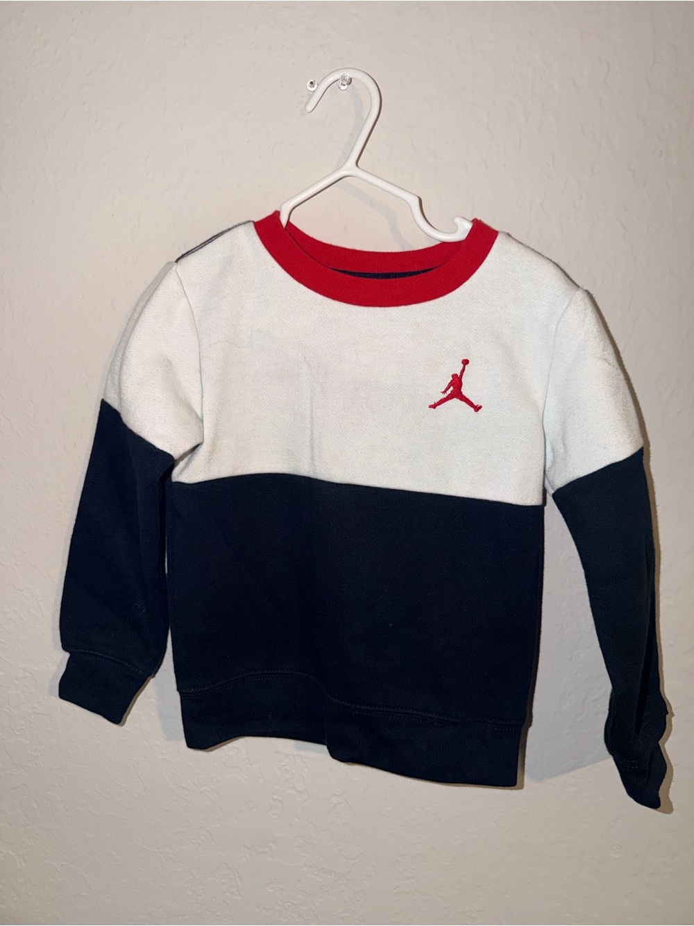 Jordan Toddler Boys 2T Colorblock Crewneck Sweatshirt Navy White Red